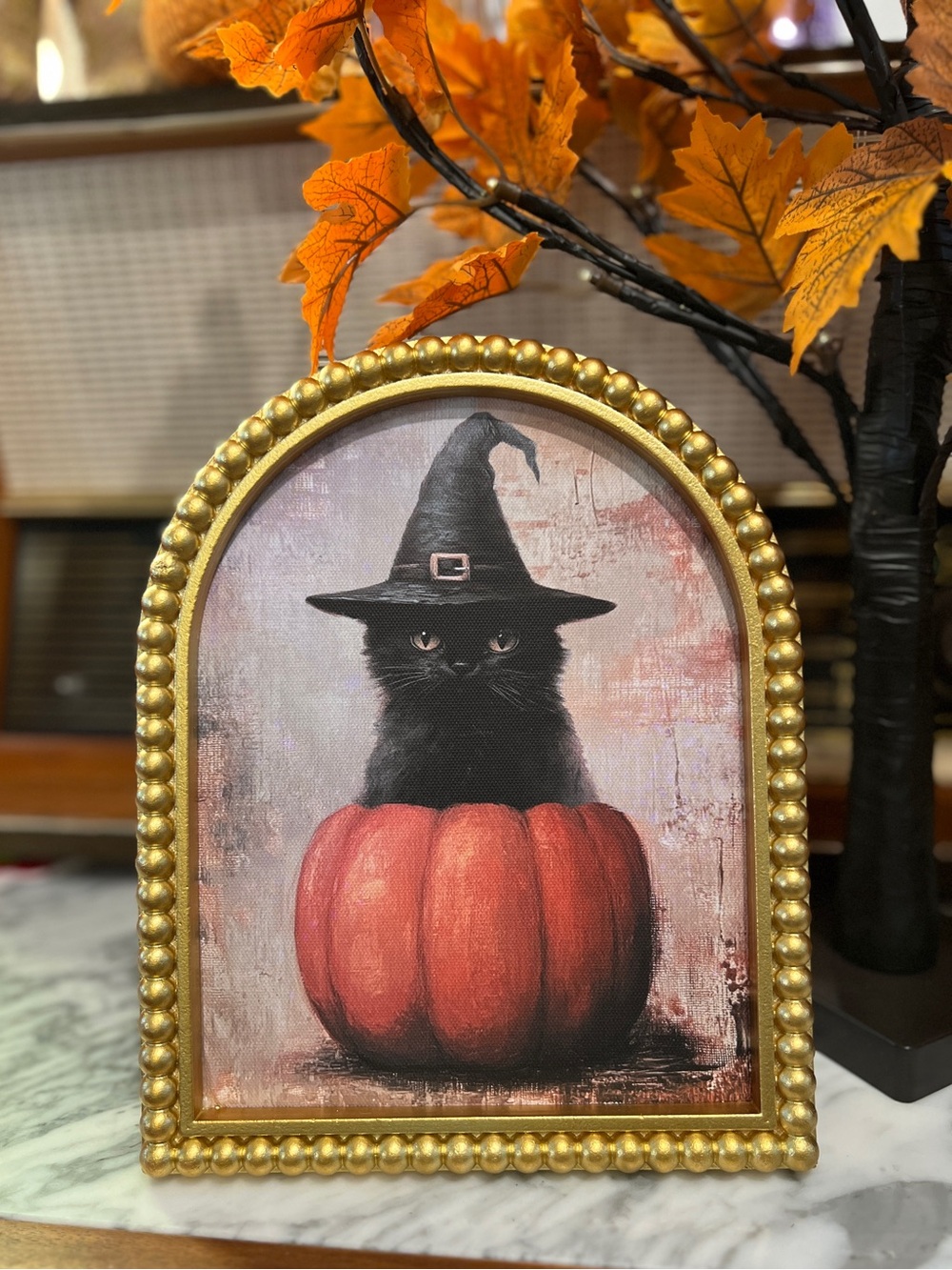 ✨NEW🧡Black Cat in Pumpkin Halloween Wall Art 🐈‍⬛